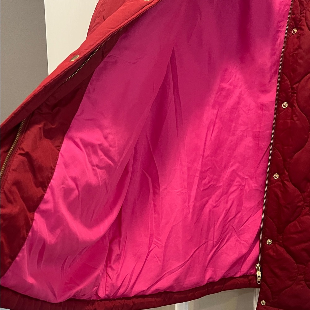 J. Crew Women's Deep Red Quilted Puffer Jacket - Picture 6 of 10